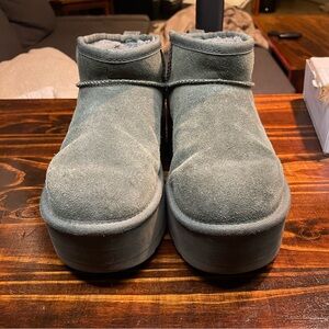 Green Suede Platform Boots